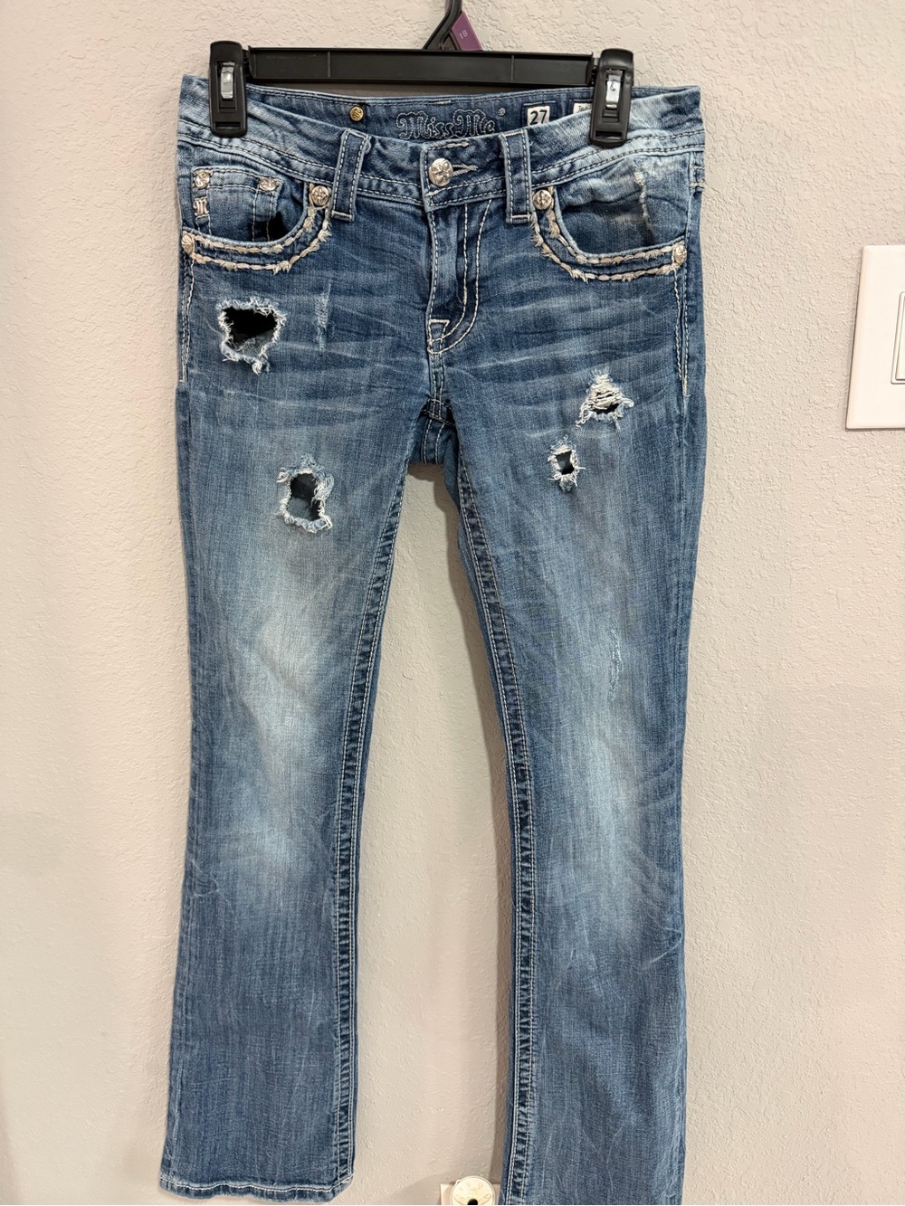 Miss Me Light Blue Distressed Boot Cut Jeans
